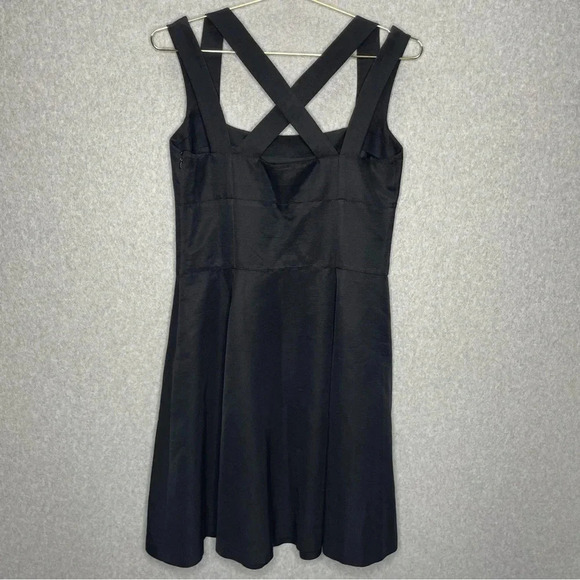 Reiss Black Crossback Fit and Flare Cocktail Dress - Picture 3 of 7